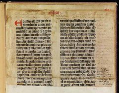 I Neue Residenz i Bamberg oppbevares en av Gutenbergs 36-linjers bibler fra år 1458. Foto: © Staatsbibliothek Bamberg Altstadt, Bamberg, Sør-Tyskland, Tyskland