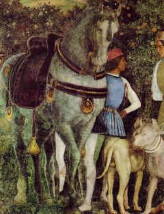 Renessansekunstneren Andrea Mantegna er sterkt representert i Mantovas Palazzo Ducale - i Camera Sposi i ett av borgens hjørnetårn Renessansekunstneren Andrea Mantegna, Camera Sposi, Palazzo Ducale, Mantova, Lombardia, Nord-Italia, Italia
