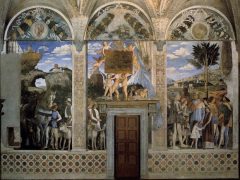 Enda et motiv fra Camera degli Sposi - brudekammeret i Palazzo Ducales borg. Foto: © guideturistichemantova.it Camera degli Sposi, Palazzo Ducale, Mantova, Lombardia, Nord-Italia, Italia