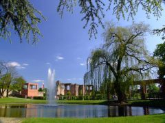 Det er anlagt en park rundt restene av de romerske badene Kaiserstherme i Trier. Foto: © Tourist-Office Trier / Rudek Kaiserthermen, Trier, Vest-Tyskland, Tyskland