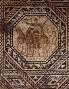 Romersk gulvmosaikk fra ca år 250 etter Kristus. Foto: © Rheinisches Landesmuseum Trier / Thomas Zühmer Rheinisches Landesmuseum, Trier, Vest-Tyskland, Tyskland