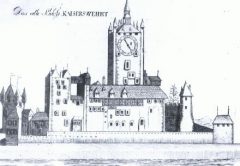 Kaiserswerth slik det har sett ut i middelalderen. Ill: © Düsseldorf Marketing & Tourismus GmbH Kaiserswerth, Düsseldorf, Nordrhein-Westfalen, Vest-Tyskland, Tyskland