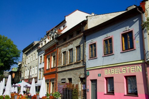 Fra Kazimierz, den jødiske bydelen som ligger nedenfor Wawelborgen. Her ble filmen Schindlers liste spilt inn. Kazimierz, Krakow, Unesco Verdensarv, gamlebyen Stare Miasto, historisk bydel, middelalder, markedsplass Rynek Glowny, Sør-Polen, Polen