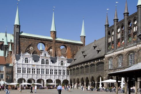 Rathaus, Hansestadt Lübeck, Schleswig-Holstein, Hansaforbundet, Unesco Verdensarv, Altstadt, Historisk, Middelalder, Markt, Nord-Tyskland, Tyskland