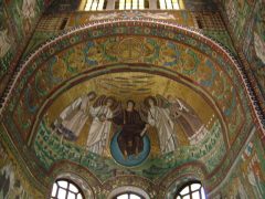 Detalj av mosaikk i San Vitales apside, over alteret. Foto: Opera di Religione della Diocese di Ravenna Detalj av mosaikk i San Vitale, Unesco, Ravenna, Emilia-Romagna, Nord-Italia, Italia