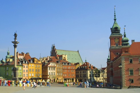 Warszawa, Unesco Verdensarv, gamlebyen Stare Miasto, Starowka, historisk bydel, middelalder, markedsplass Rynek Starego Miasto, Wisla, Midt-Polen, Polen