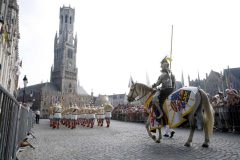 Hvert femte år i august finner prosesjonen av Det gyldne tre sted i Brugge, til minne om bryllupet til hertug Karl den Skallede og Margareth av York i år 1468. Foto: © Stad Brugge Brugge, kanaler, Markt, historisk, Unescos liste over Verdensarven, øl, bryggerier, gourmet, gamleby, gotikken, renessansen, barokken, Flandern, Belgia
