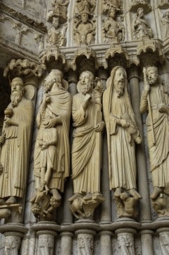 Høyre jambe på midtre portal på fasaden til nordre tverrskip - proftene fra det gamle testamentet Chartres, Vielle Ville, Cathedrale Notre Dame de Chartres, Eure, Eure et Loire, Unescos liste over Verdensarven, Vest-Frankrike, Frankrike