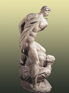 I Palazzo Vecchios storslåtte Sala de Cinquecento kan du oppleve Michelangelos skulptur The Genius of Victory. Foto: © www.hiddenitaly.com Firenze, renessanse, middelalder, Unescos liste over Verdensarven, historisk bydel, gamleby, Toscana, Midt-Italia, Italia