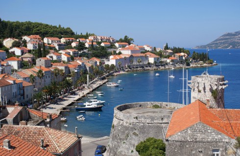  Korcula, gamleby, historiske severdigheter, Makarskakysten, Split og øyene, Kroatia