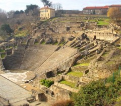Teater fra romertiden, bygd år 15 før Kristus - Lyon hadde to stykker, noe som vitner om velstand. Foto: Vincent.Bloch / Wikipedia Lyon, romertid, Unescos liste over Verdensarven, renessansen, Midt-Frankrike