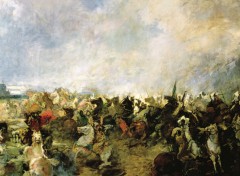 Et av de avgjørende slagene da maurerne drev visigoterne ut av den iberiske halvøya stod ved Guadelete. Maleri fra 1800-tallet Cordoba, katedral-moskéen La Mezquita, Alcazae Reyes Cristianos, Guadalquivir, Al-Zahra, Unescos liste over Verdensarven, historisk bydel, gamleby, Andalucia, Spania
