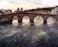 Verona, Ponte Pietra, Frits Thaulow, Arena, Piazza delle Erbe, Piazza Signori, Piazza Bra, Unescos liste over Verdensarven, romerriket, antikken, historiske bydeler, gamlebyen, Veneto, Nord-Italia, Italia