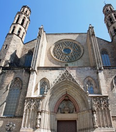 Barcelona - Fra gamlebyen Barrio Ghotico - nok en kirke - Santa Maria del Mar, beskrevet i boken Havets Katedral Santa Maria del Mar, Barrio Ghotico, Barcelona, katalansk, Unescos liste over Verdensarven, Catalunia, Spania
