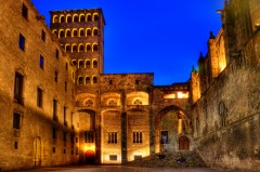 Palau Reial, kongepalasset fra 1300-tallet på plassen La Placa del Rei i Barrio Gothico, også kalt Barri Gòtic La Placa del Rei , Barri Gotic, katalansk, Unescos liste over Verdensarven, Catalunia, Spania