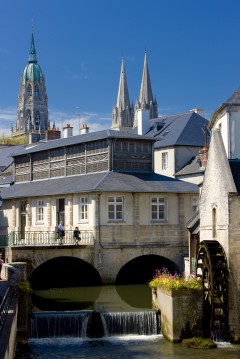 Bayeux, vielle ville, gamlebyen, middelalder, bindingsverk, historisk bysenter, Normandie, Vest-Frankrike, Frankrike