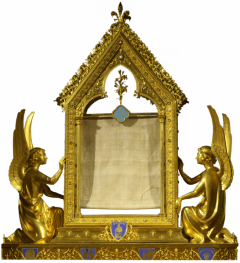 Slik oppbevares relikvien Jomfruens silkeslør, som Karl den Skallede skjenket katedralen i år 876. Foto: Cathédrale Chartres Chartres, Vielle Ville, Cathedrale Notre dame de Chartres, Eure, Eure et Loire, Unescos liste over Verdensarven, Vest-Frankrike, Frankrik