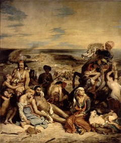 Eugène Delacroix' "Le Massacre de Scio", en skildring som satte Chios på nyhetskartet i år 1882. Kilde: Wikipedia Chios, Neá Moní, mastik, middelalder, Unescos liste over Verdensarven, Hellas