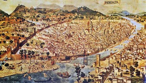 Firenze i overgangen fra middelalderen til renessansen - Duomo er ferdigstilt med Brunelleschis kuppel. Kilde: Wikipedia Firenze, renessanse, middelalder, Unescos liste over Verdensarven, historisk bydel, gamleby, Toscana, Midt-Italia, Italia