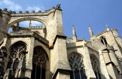 Katedral, Viuex ville, gamlebyen, Canal du Midi, Narbonne, Ponte Marchant, middelalder, Sør-Frankrike, Frankrike