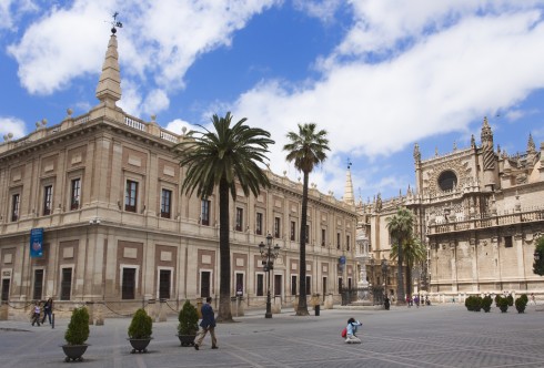 La Lonja, Sevilla, Catedral de Santa María de la Sede, Guadalquivir, Unescos liste over Verdensarven, historisk bydel, gamleby, Andalucia, Spania