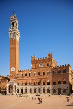 Palazzo Pubblico fra sto ferdig i år 1308 og middelalderinteriørene er bevart. Palasset er i dag byens rådhus og er åpent for publikum - tårnet også Siena, Unescos liste over Verdensarven, historisk, etruskere, middelalder, gamleby, romensk, gotisk, katedral, Toscana, Midt-Italia, Italia