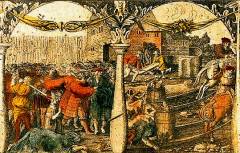 Skildring av det såkalte Stockholms Blodbad i år 1520, hvor store deler av den svenske adelen ble massakrert Stockholm, Gamla Stan, gamlebyen, Unesco Verdensarv, Sverige