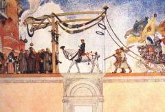 Carl Larssons skildring av Gustav Vasas inntog i Stockholm finner du i Nationalmuseet. Kilde: Wikipedia Carl Larsson, Stockholm, Gamla Stan, gamlebyen, Unesco Verdensarv, Sverige