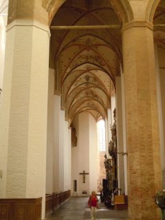 I Marienkirches himlinger i sideskipene kan du se fresker fra middelalderen. Foto: © reisdit.no St Marienkirche, Stralsund, Unescos Verdensarvliste, Wismar, Lübeck, Hansaen, Hanseatforbundet, Mecklenburg Vorpommern, Nord-Tyskland