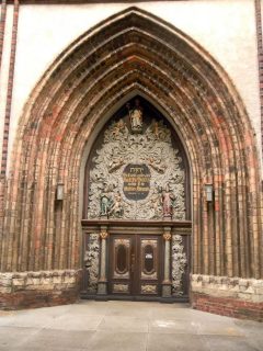 Portal St Nikolaikirche, Stralsund, Unescos Verdensarvliste, Wismar, Lübeck, Hansaen, Hanseatforbundet, Mecklenburg Vorpommern, Nord-Tyskland