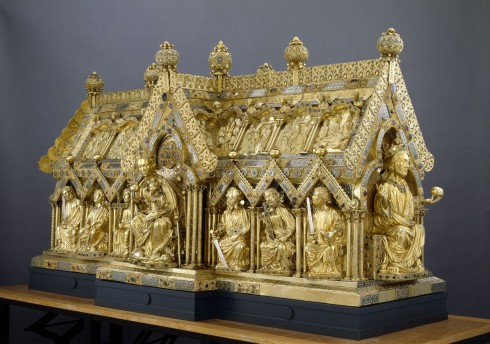Relikvieskrinet Marienschrein fra år 1239, som inneholder de fire store kirkeskattene. Foto: © Domkapitel Aachen (Matz & Schenk) Aachen, Domschatz, Kaiserpfalz, Pfalzkapelle, Karl den Store, pilegrimsmål, karolingisk romansk arkitektur, tidlig middelalder, tidlig kristendom, skattkammeret, klosterhage, Unescos liste over Verdensarven, Vest-Tyskland