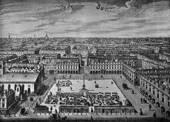 Covent Garden slik plassen så ut i år 1720 i følge en gravering av Sutton Nicholls Kilde: Wikipedia London, Inigo Jones, Covent Garden, British Museum, romerne, middelalder, historisk, Unescos liste over Verdensarven, Tower, England Storbritannia