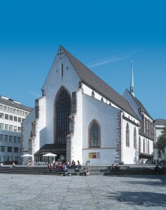 Historisk Museum ligger i den tidligere middelalderkirken Barfuesskirche, som har tilhørt et kloster. Foto: © Basel Tourismus Basel, Rhinen, romertid, middelalder, kulturseverdigheter, gamlebyen, marktplatz, Sveits