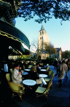 Det er mange fortauskafeer i strøket rundt St.-Germain-des-Prés. Foto: © Paris Tourist Office / Eric Lefeuvre Paris, St.-Germain-des-Prés, Ile de Cité, Notre Dame, middelalder, Tuilerie, obelisken, Ile de France, Unescos liste over Verdensarven, Seinen, Nord-Frankrike, Frankrike