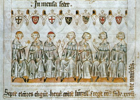 De syv kurfystene er samlet for å velge en ny konge - denne gangen Heinrich den VII i år 1308. Kilde: Wikipedia Mainz - Mainz, Gutenberg, Worms, Speyer, Dom St. Martin, Kaiser, Kurfyrster, Moguntiacum, romertid middelalder, renessanse, barokk, Rhinen, Tyskland