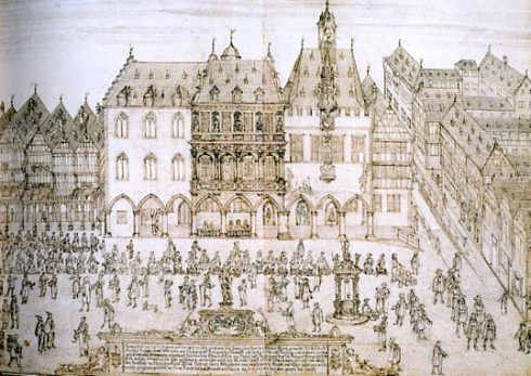 Det er virkelig synd at disse flotte middelalderbyggene ble ødelagt på slutten av 1600-tallet. I dag ligger Dreifaltigkeitskirche her på plassen, som i middelalderen utgjorde byens hjerte. Kilde: Wikipedia Worms, Rhinen, Mainz, Kaiserdom, Dom St. Peter, jødene, Heiliger Sand, synagoge, Mikwah, romansk arkitektur, Kaiser, Kurfyrster, romertid, middelalder, renessanse, barokk, Speyer, Mainz, Vest-Tyskland