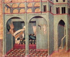 Pinacoteca Nazionale: Pietro Lorenzetti, som vi husker fra freskene i Palazzo Pubblico, utforsker i årene 1328-29 perspektivet. Foto: web art gallery Siena, Unescos liste over Verdensarven, historisk, etruskere, middelalder, gamleby, romensk, gotisk, katedral, Toscana, Midt-Italia, Italia