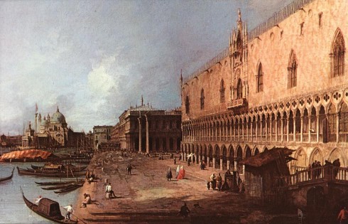 Stormakten Venezia hersket i prakisis over hele Kroatias Adriaterhavskyst i flere hundre år. Maleri av Canaletto år 1725. Foto: © Web Art Gallery. Hvar, Stari Grad, Unescos liste over Verdensarven, romertid, grekere, Pharos, Venezia, venetiansk, kirker, middelalder, arkitektur, gotikk, renessanse, oldtidskirker, Makarska-kysten, Kroatia