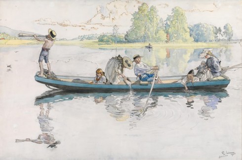 Carl Larsson, På vikingatåg i Dalom, tidningen Jultomten 1900. Lärarstiftelsen. Foto: Per Myrehed