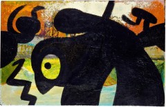Joan Miró, Figure, birds, 1973. Olja på duk, 45 x 71 cm. Privat samling. © Successió Miró, 2017
