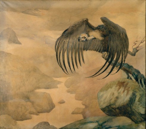 Elise Konstantin-Hansen, Grib, 1893. Akvarel og blyant på papir, 118,5 x 131,5 cm. Vejen Kunstmuseum - et specialmuseum for dansk symbolisme. Foto: Pernille Klemp