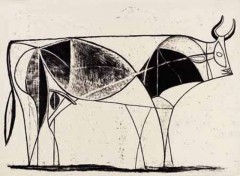 Fra utstillingen: Litografiet "Oksen" av Pablo Picasso - Versjon 8. datert 2. januar 1946. Foto: © Kunstmuseum Pablo Picasso Münster Münster, Tyskland, Vest-Tyskland, Westfalen, Kunstmuseum Pablo Picasso Münster, Aasee, Prinzipalmarkt, middelalder, Freden i Westfalen, Friedenssal, anabaptistene, LWL Museum Münster, Thürmerin, Dom St. Paul, Lamberti-kirche