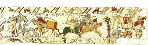 Engelskmennene jages på flukt av Williams soldater. Siste scene fra Bayeux-teppet. Kilde: Wikipedia Norwich, East Anglia, anglo saxons, angelsaksere, England, Storbritannia, Wensum, Tombland, Norwich Cathedral, Dragon Hall, bosses, St Peter Mancroft, Elm Hill, Norwich Castle Mound, Castle museum, The Bridewell, The Museum of Norwich at The Bridewell, Pottergate, Pull’s Ferry, Cow Tower, Guildhall, Princes Street, Maid’s Head, Bishop’s Bridge, Riverside