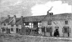 Slik skal angivelig eiendommen i Henley Street ha sett ut da stiftelsen kjøpte den i år 1847. Kilde: Wikipedia Stratford-upon-Avon, William Shakespeare, The Bard, middelalder, bindingsverk, Shakespeare’s Birthplace, Clopton Bridge, Anne Hathaway, Mary Arden, New Place, Hall’s Croft, John Hall, Holy Trinity Church