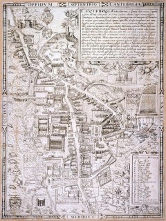 Richard Lynes kart over Cambridge fra år 1574 - hovedgaten er fremdeles den samme. Kilde: Wikipedia Cambridge, Cambridgeshire, Cambridge University, River Cam, King’s College Chapel, Trinity, King’s grade, Fitzwilliam Museum, Madelene Bridge, Bridge Street, St. Bene’t’s Church, Great St. Mary, Bridge Street