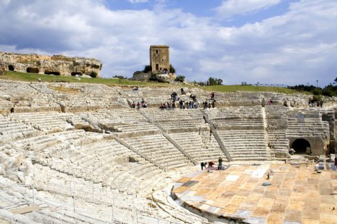 siracusa-sicilia-italia-ortigia-teater gresk teater, Siracusa, Sicilia, Italia